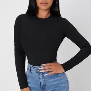 NEW - SHEIN Black S PETITE Round Neck Rib-knit Slim Tee
